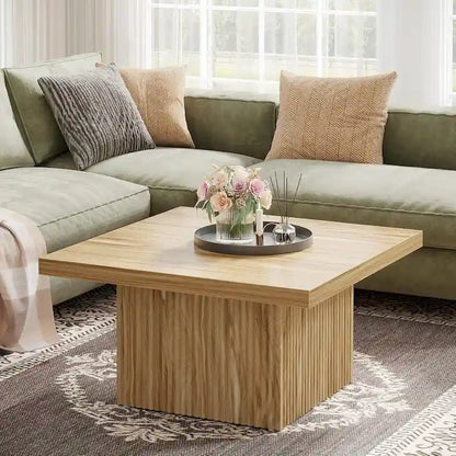 Vintage Brown Square Coffee Table 31.5" - Mid-Century Modern