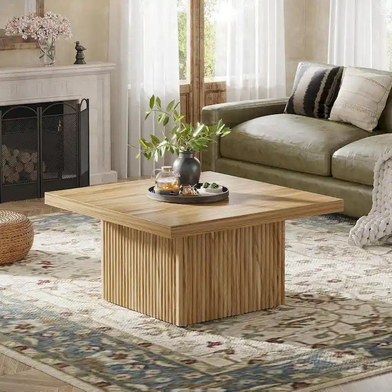 Vintage Brown Square Coffee Table 31.5" - Mid-Century Modern