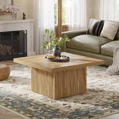 Vintage Brown Square Coffee Table 31.5" - Mid-Century Modern