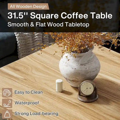 Vintage Brown Square Coffee Table 31.5" - Mid-Century Modern