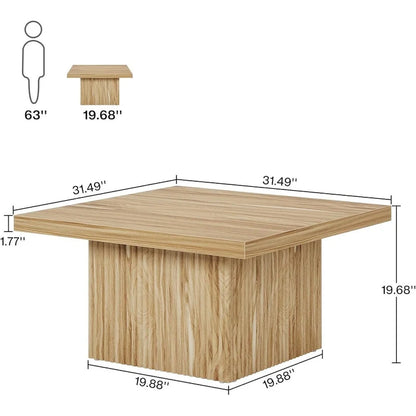 Vintage Brown Square Coffee Table 31.5" - Mid-Century Modern