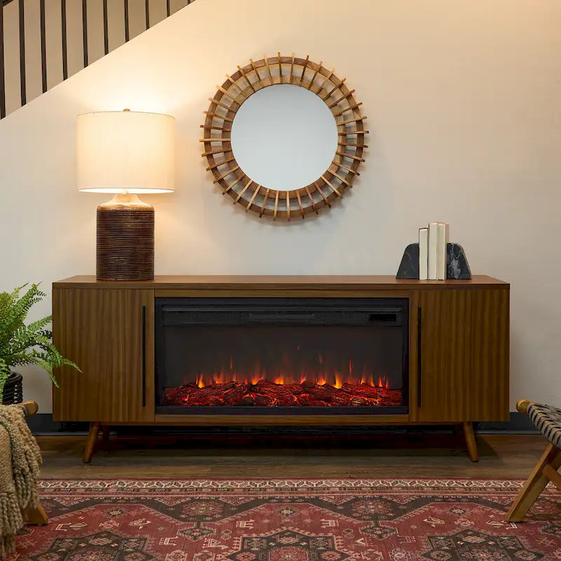 Morris Electric 72  Fireplace TV Stand in Vintage Black Maple by Real Flame