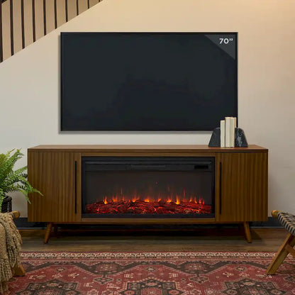 Morris Electric 72  Fireplace TV Stand in Vintage Black Maple by Real Flame