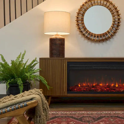 Morris Electric 72  Fireplace TV Stand in Vintage Black Maple by Real Flame
