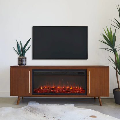 Morris Electric 72  Fireplace TV Stand in Vintage Black Maple by Real Flame