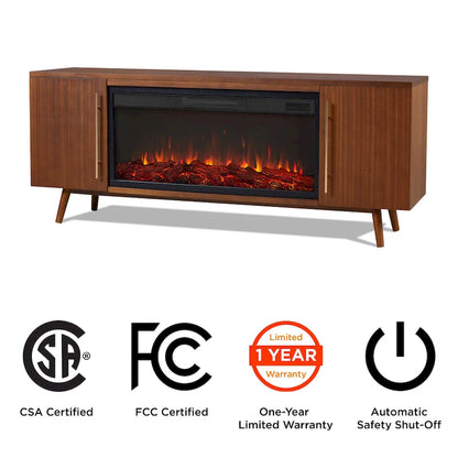 Morris Electric 72  Fireplace TV Stand in Vintage Black Maple by Real Flame