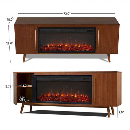 Morris Electric 72  Fireplace TV Stand in Vintage Black Maple by Real Flame