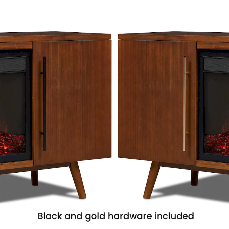 Morris Electric 72  Fireplace TV Stand in Vintage Black Maple by Real Flame