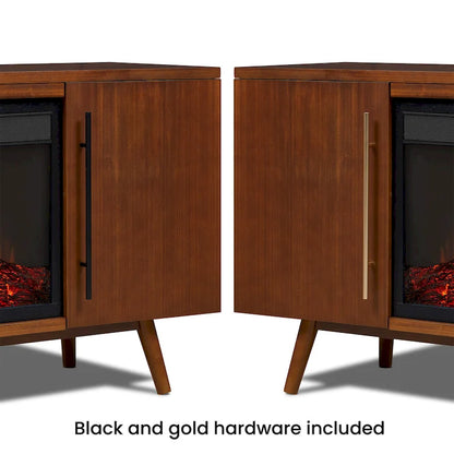 Morris Electric 72  Fireplace TV Stand in Vintage Black Maple by Real Flame