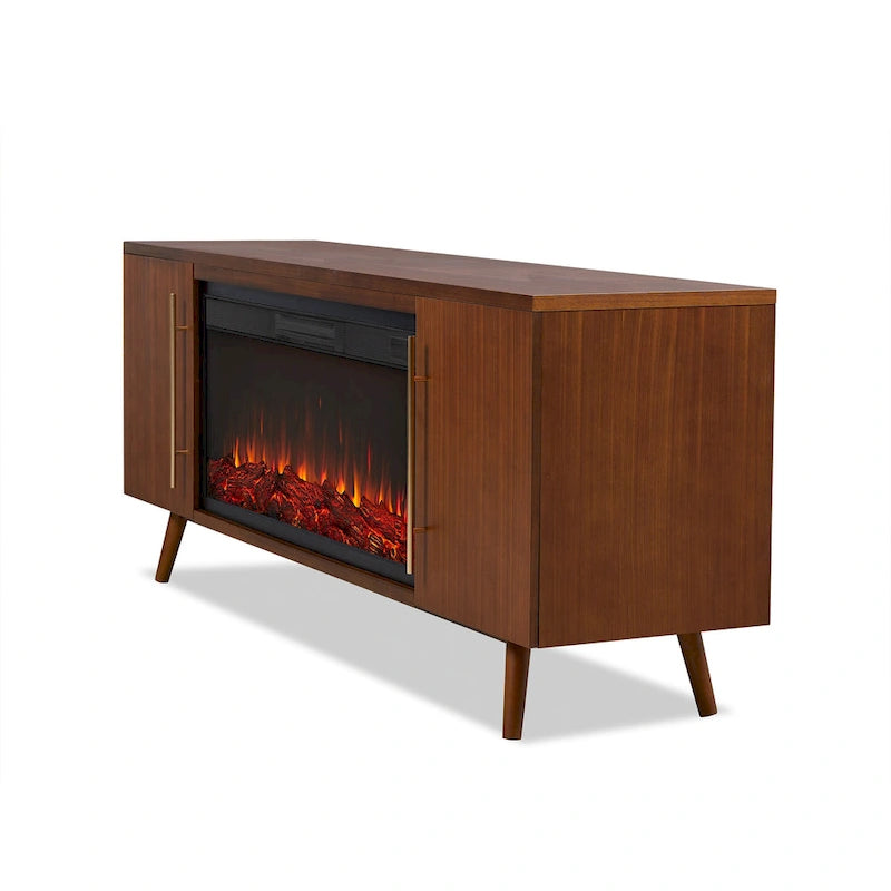 Morris Electric 72  Fireplace TV Stand in Vintage Black Maple by Real Flame