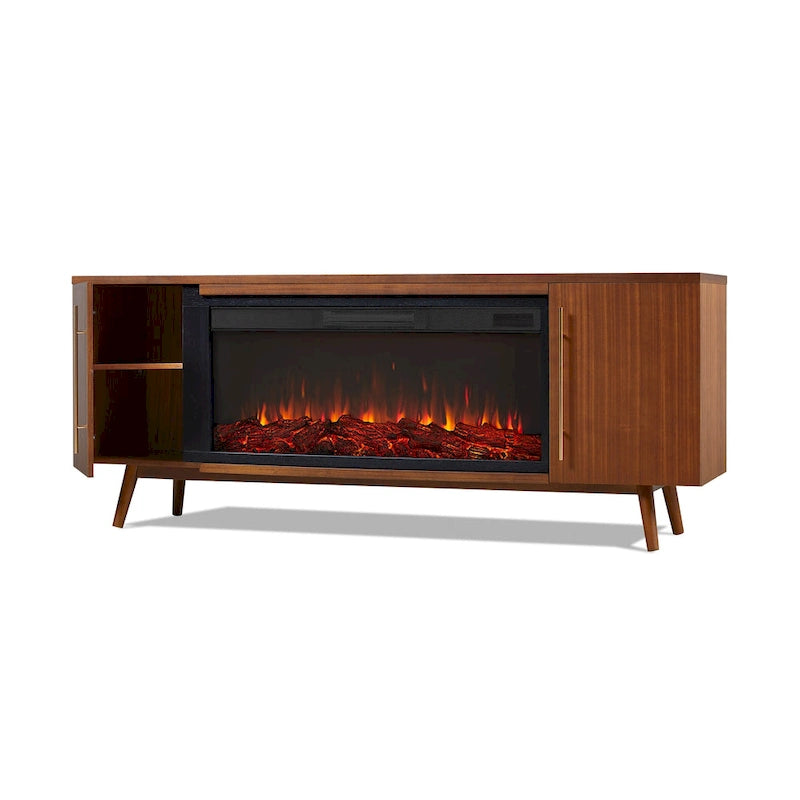 Morris Electric 72  Fireplace TV Stand in Vintage Black Maple by Real Flame