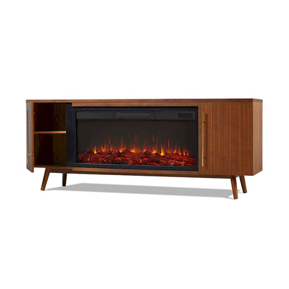 Morris Electric 72  Fireplace TV Stand in Vintage Black Maple by Real Flame