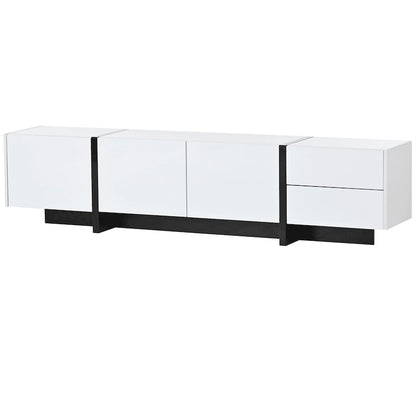 Modern Rectangle TV Stand for TVs Up to 80  with High Gloss UV Surface