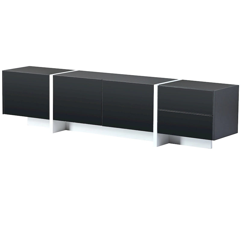 Modern Rectangle TV Stand for TVs Up to 80  with High Gloss UV Surface