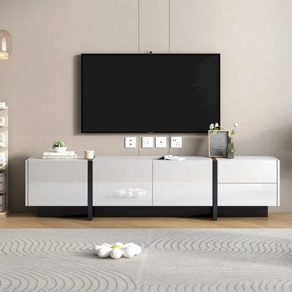 Modern Rectangle TV Stand for TVs Up to 80  with High Gloss UV Surface