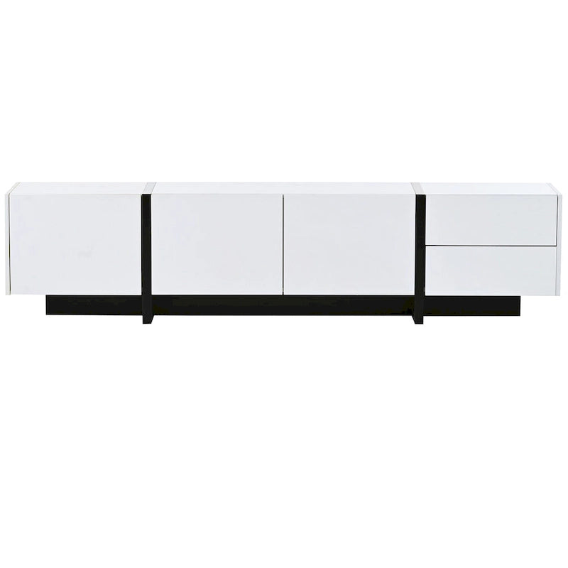 Modern Rectangle TV Stand for TVs Up to 80  with High Gloss UV Surface