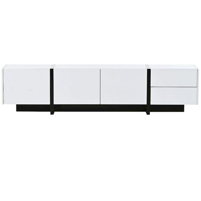 Modern Rectangle TV Stand for TVs Up to 80  with High Gloss UV Surface