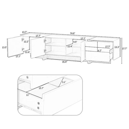 Modern Rectangle TV Stand for TVs Up to 80  with High Gloss UV Surface