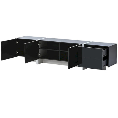 Modern Rectangle TV Stand for TVs Up to 80  with High Gloss UV Surface