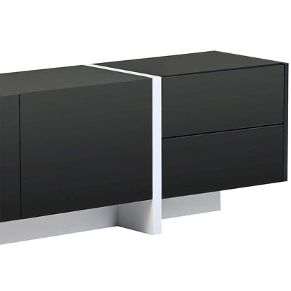 Modern Rectangle TV Stand for TVs Up to 80  with High Gloss UV Surface