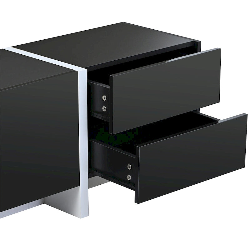 Modern Rectangle TV Stand for TVs Up to 80  with High Gloss UV Surface