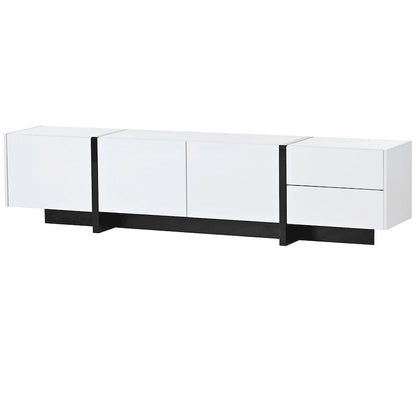 Modern Rectangle TV Stand for TVs Up to 80  with High Gloss UV Surface