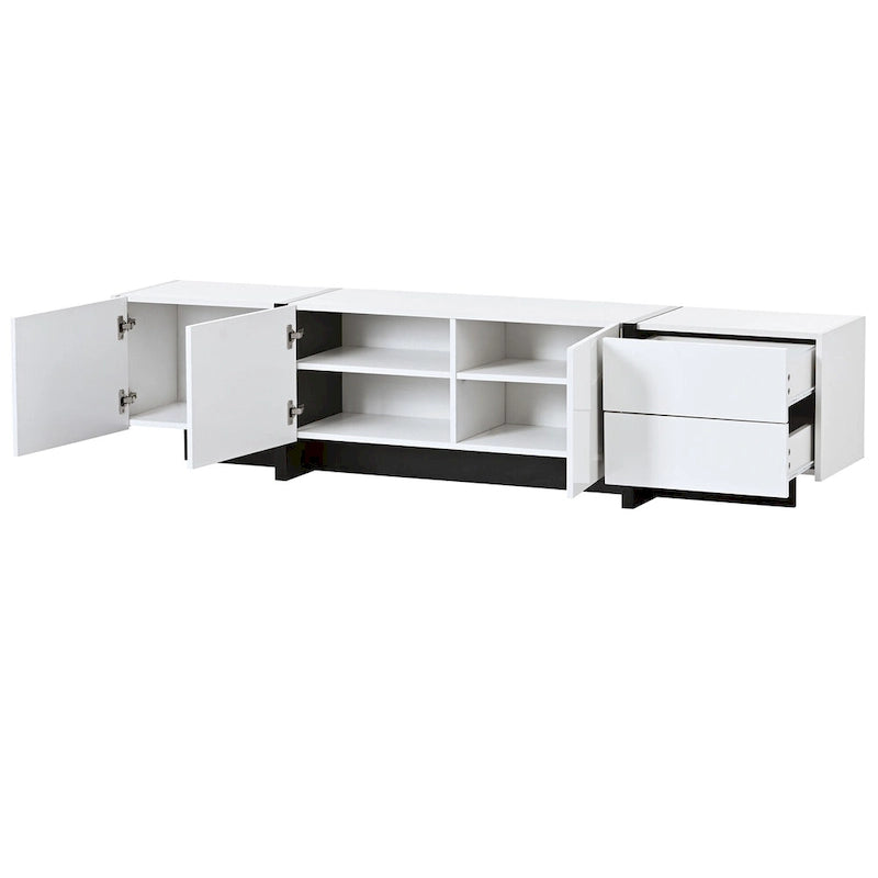 Modern Rectangle TV Stand for TVs Up to 80  with High Gloss UV Surface