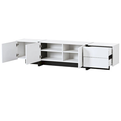 Modern Rectangle TV Stand for TVs Up to 80  with High Gloss UV Surface