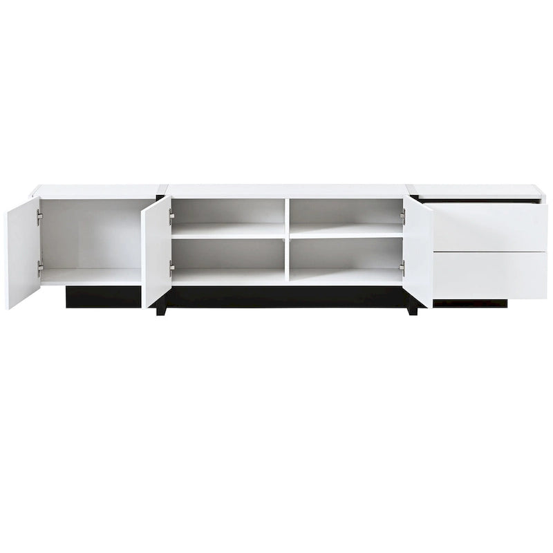 Modern Rectangle TV Stand for TVs Up to 80  with High Gloss UV Surface