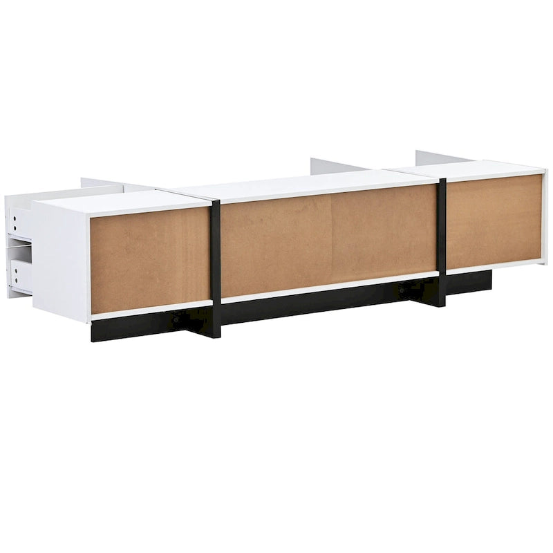 Modern Rectangle TV Stand for TVs Up to 80  with High Gloss UV Surface