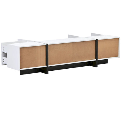 Modern Rectangle TV Stand for TVs Up to 80  with High Gloss UV Surface