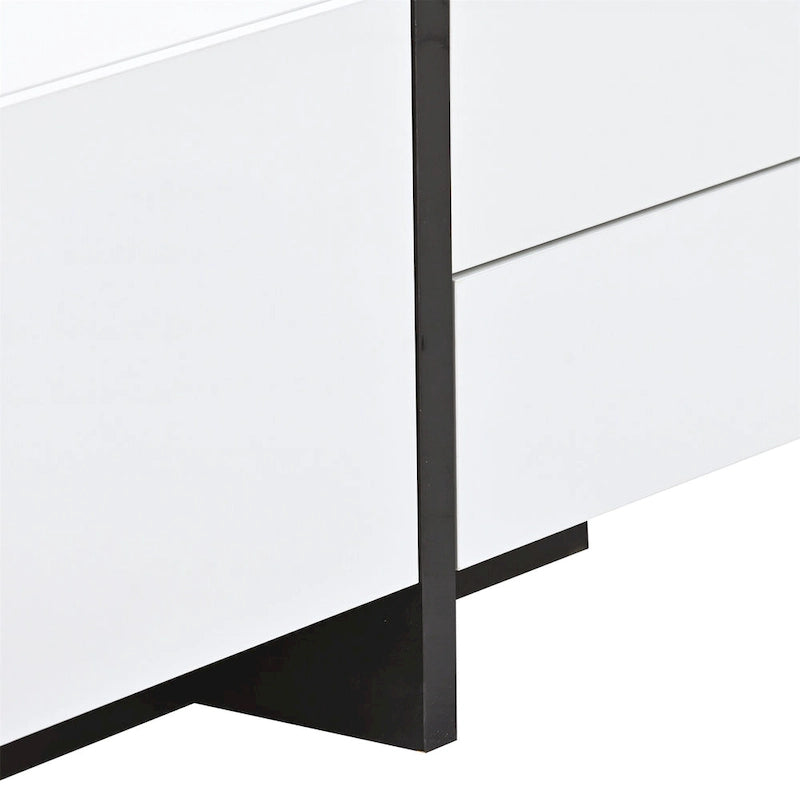 Modern Rectangle TV Stand for TVs Up to 80  with High Gloss UV Surface