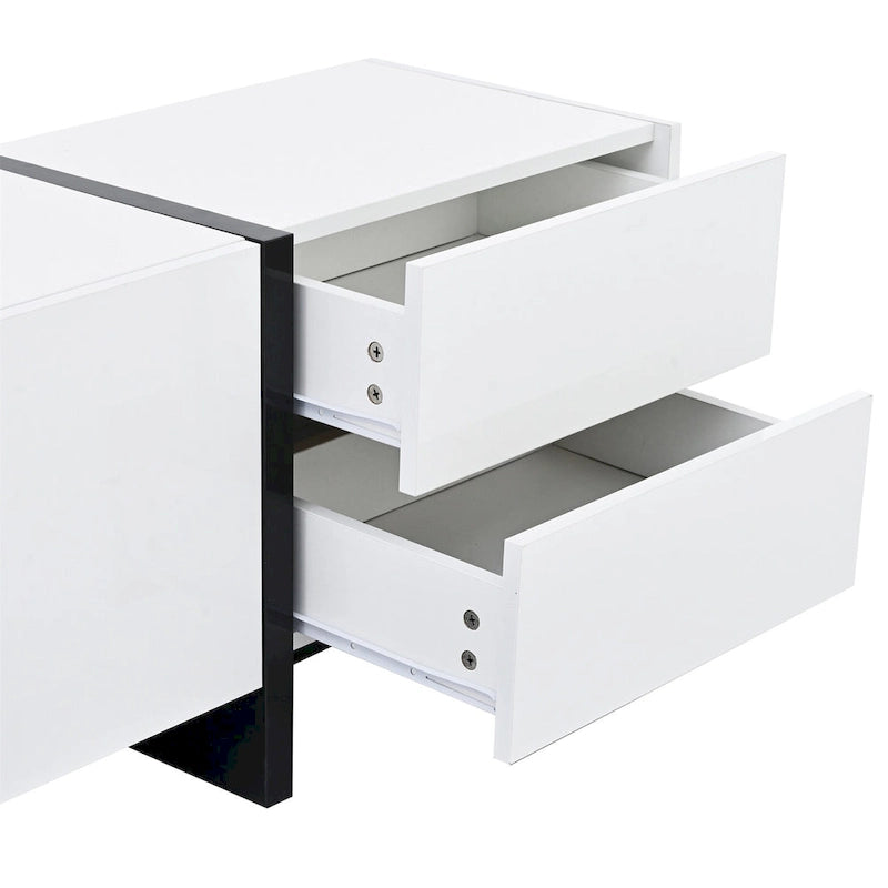 Modern Rectangle TV Stand for TVs Up to 80  with High Gloss UV Surface