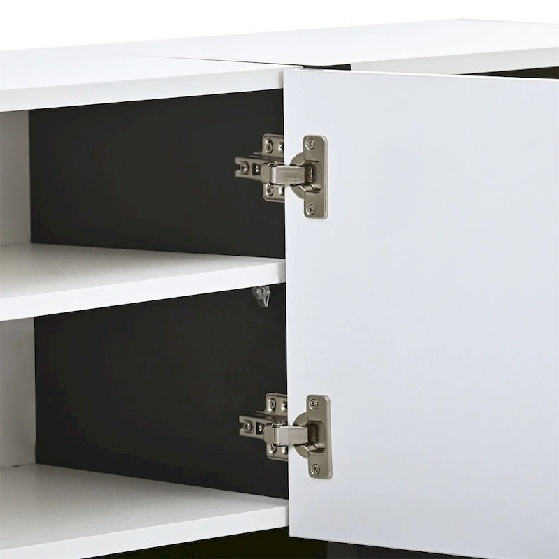 Modern Rectangle TV Stand for TVs Up to 80  with High Gloss UV Surface