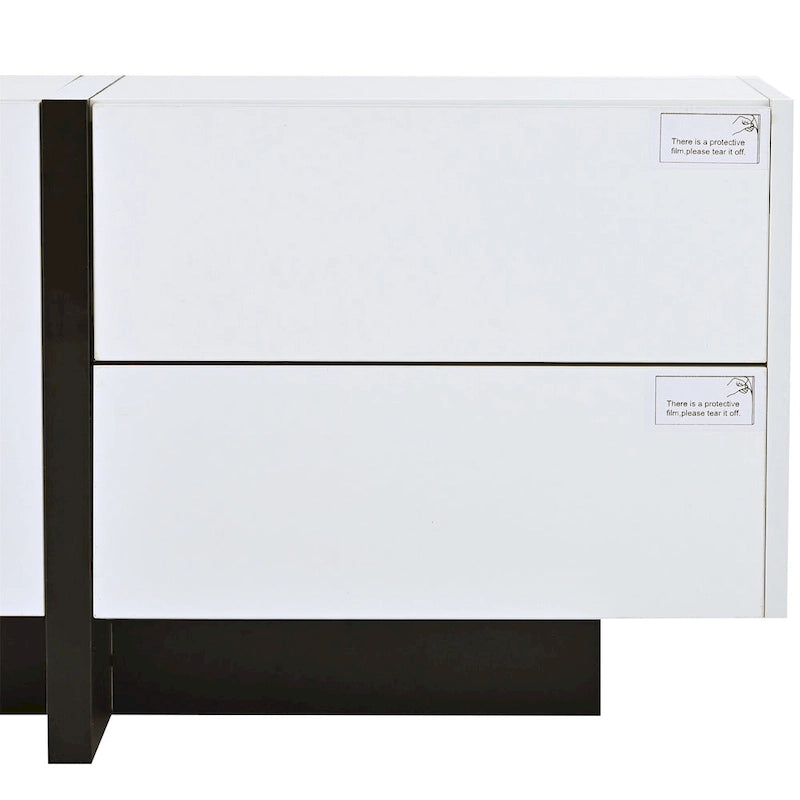 Modern Rectangle TV Stand for TVs Up to 80  with High Gloss UV Surface