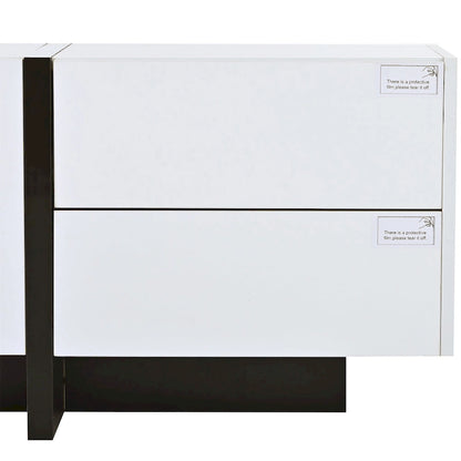 Modern Rectangle TV Stand for TVs Up to 80  with High Gloss UV Surface