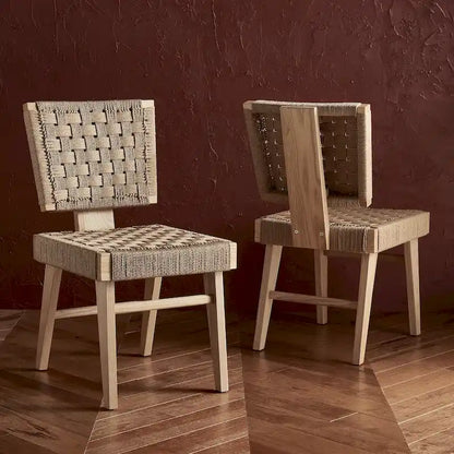 SAFAVIEH Couture Justice Woven Dining Chair (Set of 2) - 19 In. W x 24 In. D x 35 In. H - 19Wx24Dx35H