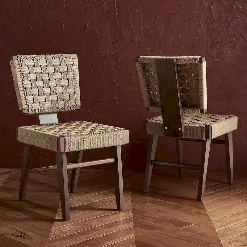 SAFAVIEH Couture Justice Woven Dining Chair (Set of 2) - 19 In. W x 24 In. D x 35 In. H - 19Wx24Dx35H