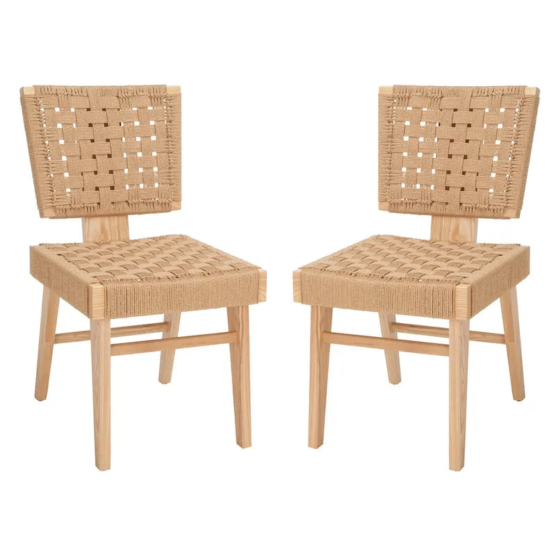 SAFAVIEH Couture Justice Woven Dining Chair (Set of 2) - 19 In. W x 24 In. D x 35 In. H - 19Wx24Dx35H