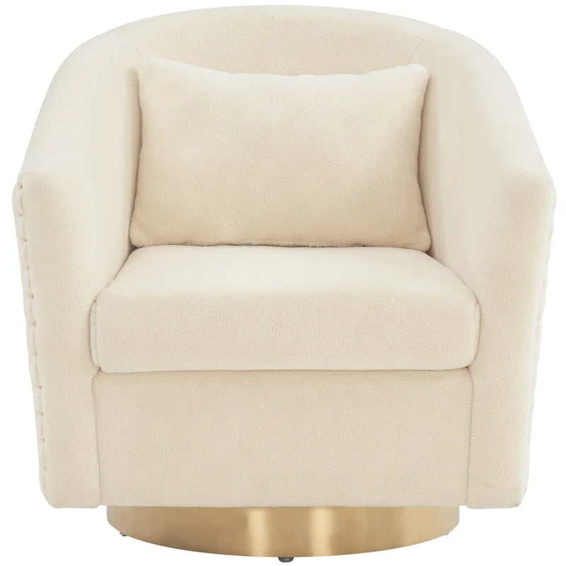 Quilted Swivel Tub Chair with Upholstered Seat and 360-Degree Rotating Base for Living Room