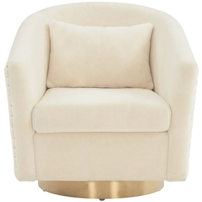 Quilted Swivel Tub Chair with Upholstered Seat and 360-Degree Rotating Base for Living Room
