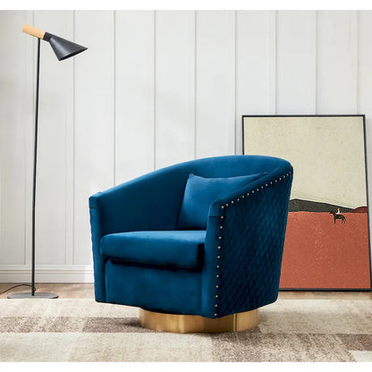 Quilted Swivel Tub Chair with Upholstered Seat and 360-Degree Rotating Base for Living Room