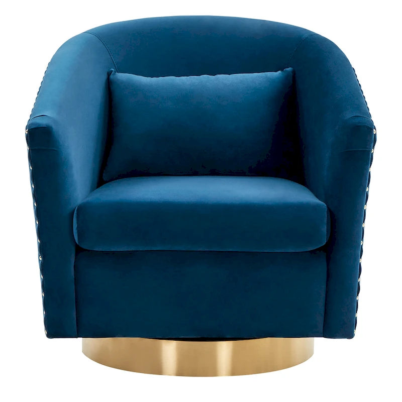 Quilted Swivel Tub Chair with Upholstered Seat and 360-Degree Rotating Base for Living Room