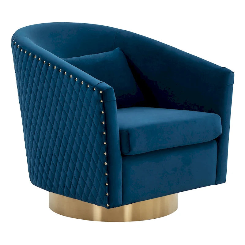 Quilted Swivel Tub Chair with Upholstered Seat and 360-Degree Rotating Base for Living Room