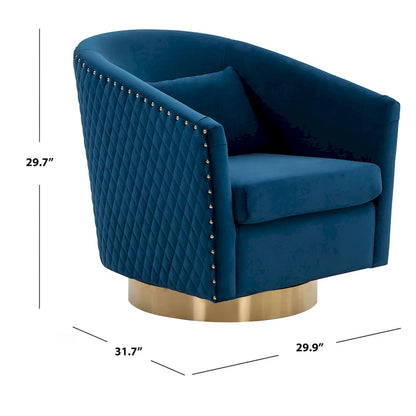 Quilted Swivel Tub Chair with Upholstered Seat and 360-Degree Rotating Base for Living Room