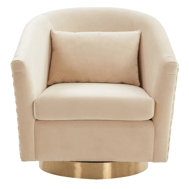 Quilted Swivel Tub Chair with Upholstered Seat and 360-Degree Rotating Base for Living Room