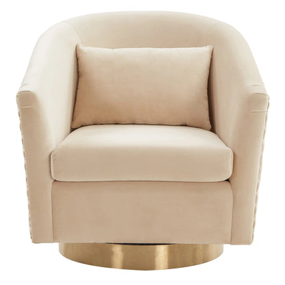 Quilted Swivel Tub Chair with Upholstered Seat and 360-Degree Rotating Base for Living Room
