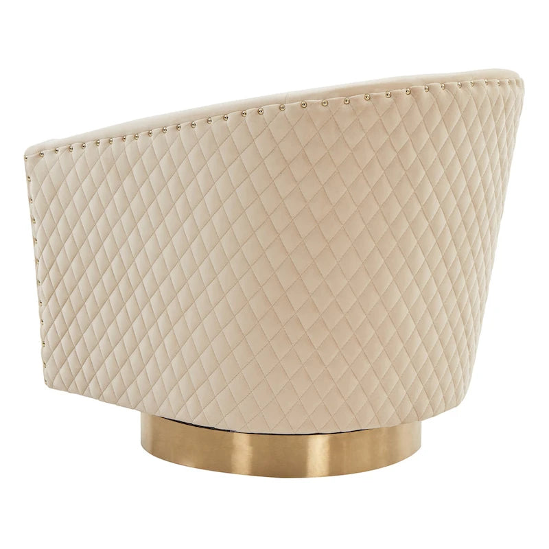 Quilted Swivel Tub Chair with Upholstered Seat and 360-Degree Rotating Base for Living Room