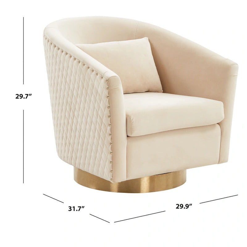 Quilted Swivel Tub Chair with Upholstered Seat and 360-Degree Rotating Base for Living Room