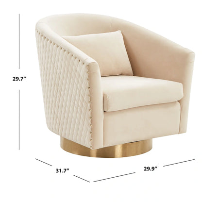 Quilted Swivel Tub Chair with Upholstered Seat and 360-Degree Rotating Base for Living Room